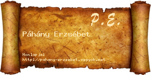 Páhány Erzsébet névjegykártya